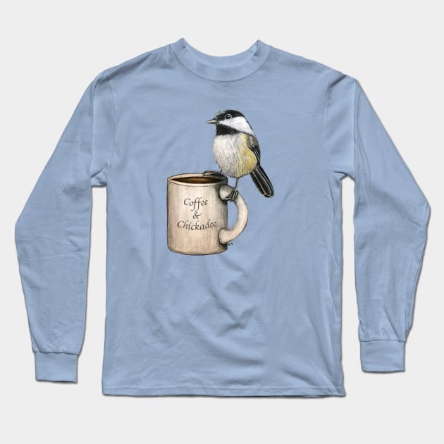 "Coffee & Chickadee" - Java Jungle collection Long Sleeve T-Shirt by GardenPartyArt